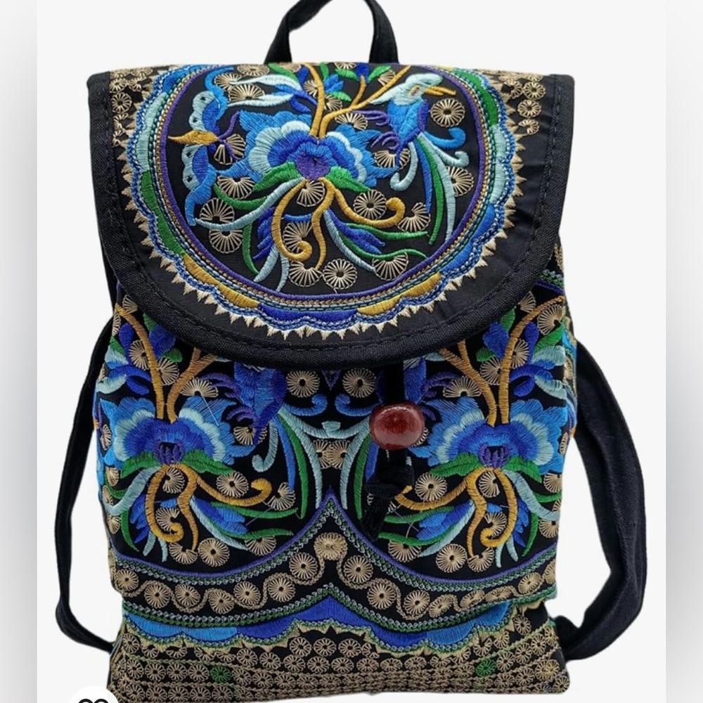 Saintrygo vintage BoHo, embroidered backpack, travel, handbag/shoulder bag